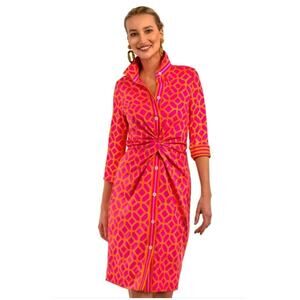 Gretchen Scott Lucy Geometric Print Twist Shout  Dress XL Diamonds